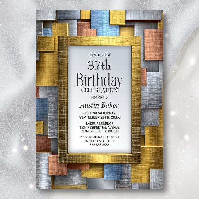 Modern Gold Silver Any Age Birthday Party Invitation (Creator Uploaded)