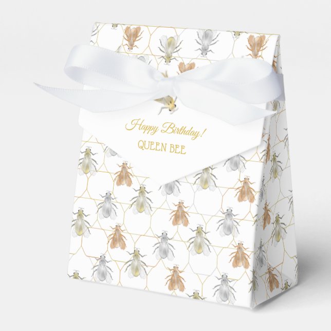 Modern Gold Silver Copper Metal Bees Favor Boxes (Front Side)