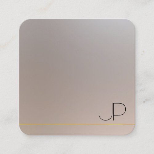 Modern Gold Silver Look Monogram Elegant Template Square Business Card