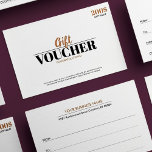 Modern Gold Simple Business Gift Voucher Card<br><div class="desc">Gift voucher card with Modern simple trendy white and gold Retro Typography. Customize it for yourself.</div>