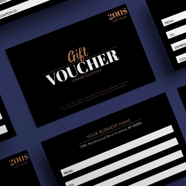 Modern Gold Simple Business Gift Voucher Card (Creator Uploaded)