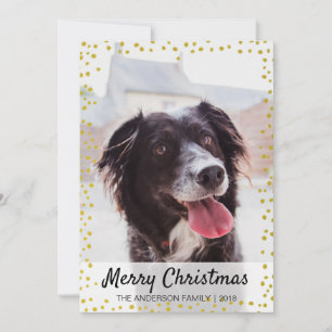 Modern Gold Snow Flakes Christmas Photo Holiday Card