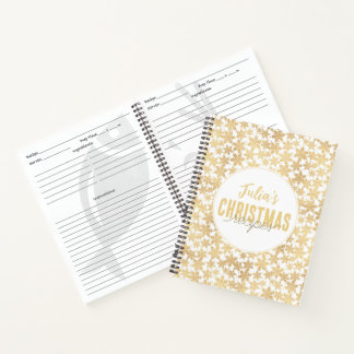 Modern Gold Snowflakes Christmas Recipes Notebook