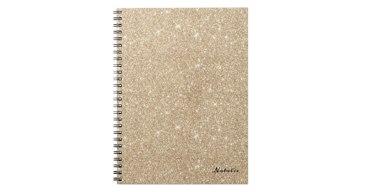 Modern Gold Sparkle Glitter with Name Notebook | Zazzle