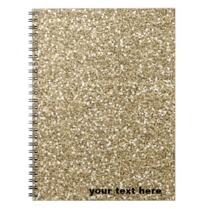 Modern Gold Sparkle Glitter with Your Text Notebook