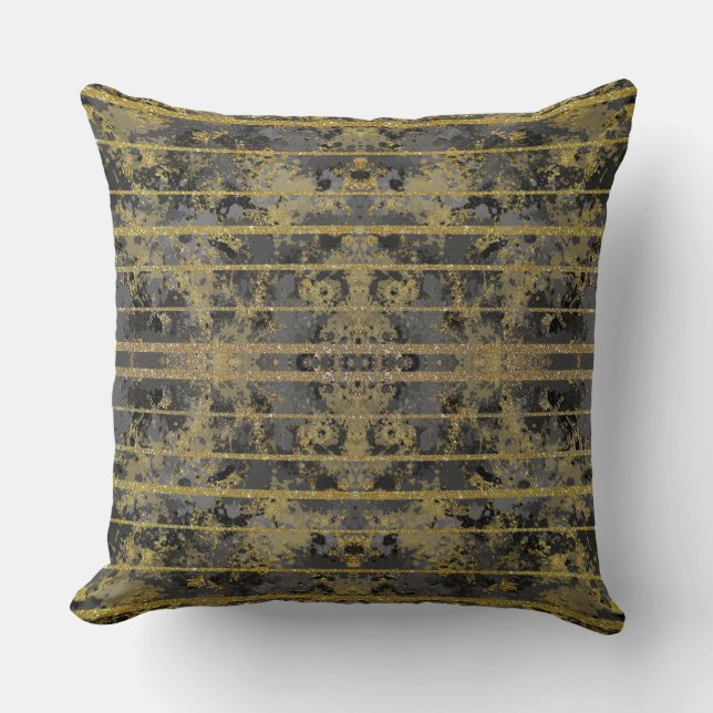 Modern Gold Sparkles Stripes Throw Pillow (Front)