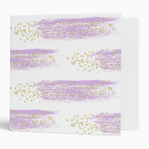 Modern Gold Sparkly Purple Paint Strokes 3 Ring Binder