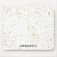 Modern Gold Splatter Salon White Mousepad