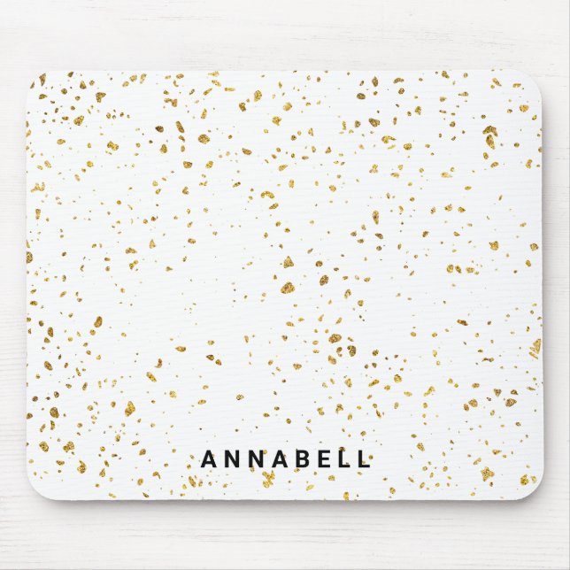 Modern Gold Splatter Salon White Mousepad (Front)