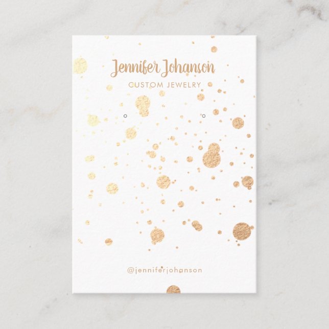 Modern gold spots jewelry holder earrings white business card (Front)
