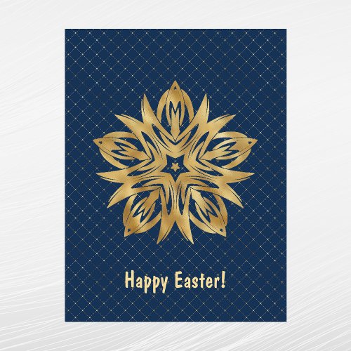 Modern Gold Star Blue Easter Holiday Postcard