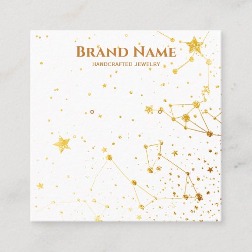 Modern Gold Star Line Art Earring Display Square Business Card