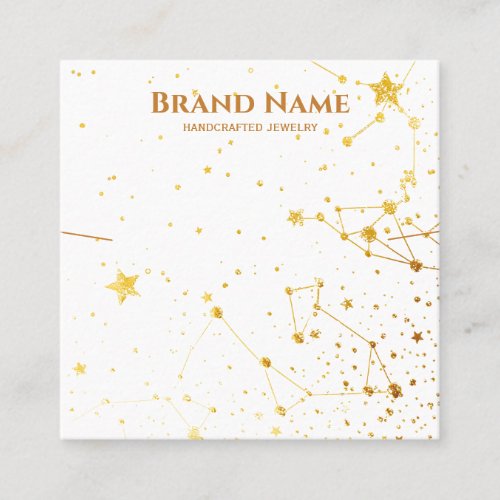 Modern Gold Star Line Art Necklace Display Square Business Card