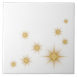 Modern Gold Starburst Ceramic Tile<br><div class="desc">Modern ceramic tile featuring stylish gold starburst design on a white background. Simple, clean modern design.</div>