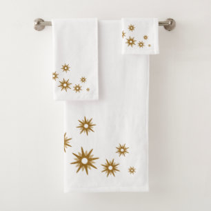 Modern Gold Starburst Design Bath Towel Set