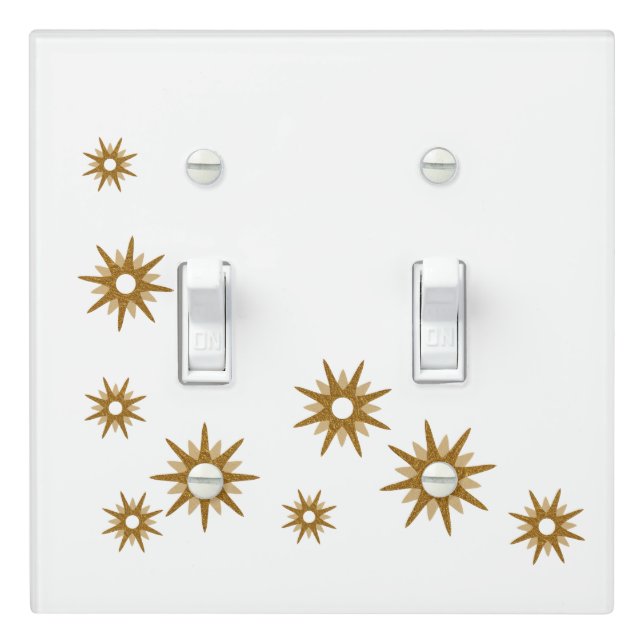 Modern Gold Starburst Pattern Light Switch Cover (In Situ)