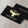 Modern Gold Stars Bald Eagle Professional Black Business Card
