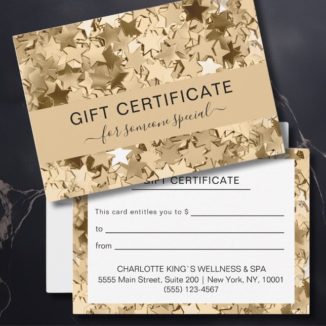  Modern Gold Stars Business Gift Certificate (Modern Gold Stars BUSINESS CERTIFICATE)