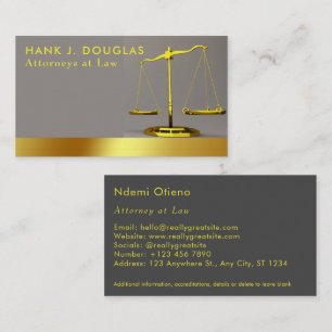 Modern Gold Stripe Gray Lawyer Attorney Business Card