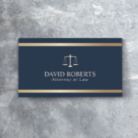 Modern Gold Stripe Navy Blue Lawyer Attorney Business Card