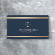Modern Gold Stripe Navy Blue Lawyer Attorney Business Card at Zazzle