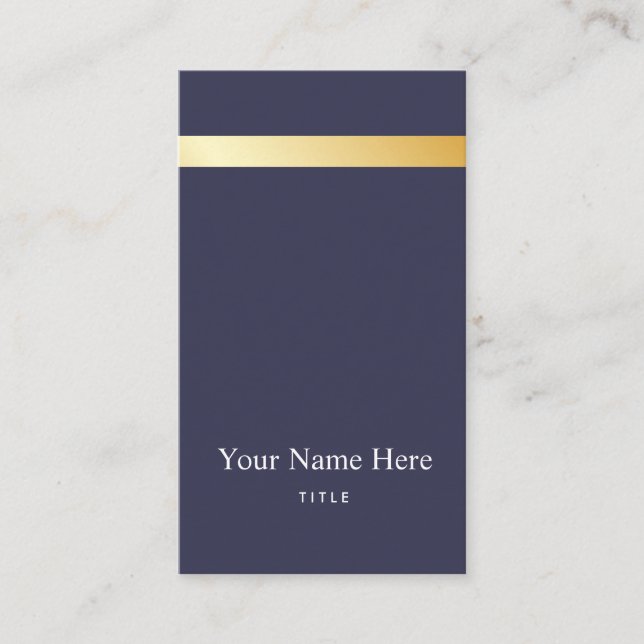 Modern Gold Striped Stylish Vertical Business Card (Front)