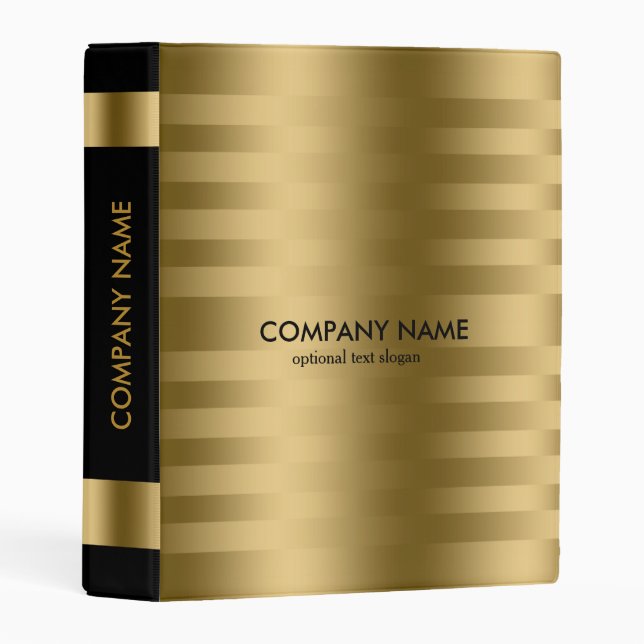 Modern Gold Stripes Black Accent Mini Binder (Front/Spine)