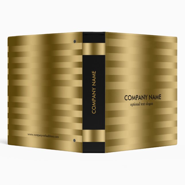 Modern Gold Stripes Black Accent Mini Binder (Background)