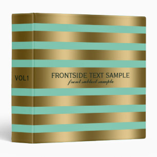 Modern Gold Stripes Mint-Green Background 3 Ring Binder