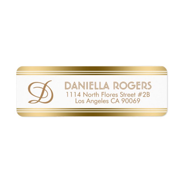 Modern Gold Stripes With Monogram Label (Front)