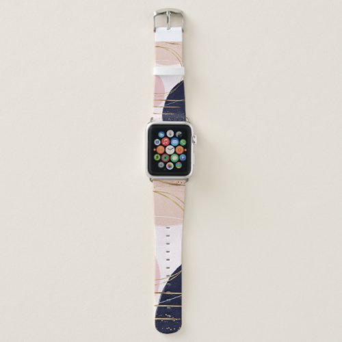 Modern Gold Strokes  Circles Minimal Pink Design Apple Watch Band