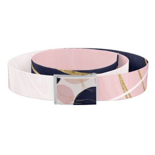 Modern Gold Strokes  Circles Minimal Pink Design Belt