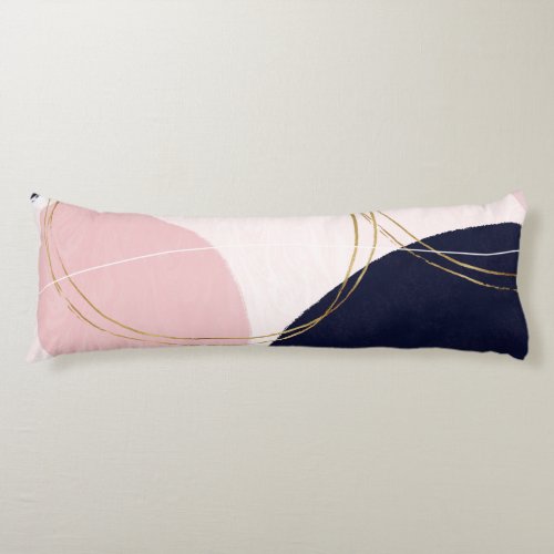 Modern Gold Strokes  Circles Minimal Pink Design Body Pillow