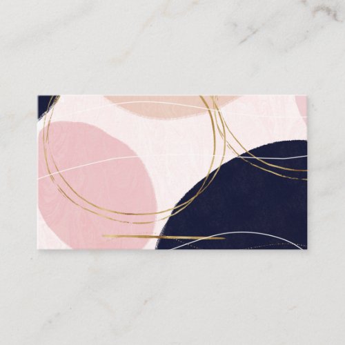 Modern Gold Strokes  Circles Minimal Pink Design Business Card