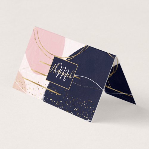 Modern Gold Strokes  Circles Minimal Pink Design Business Card