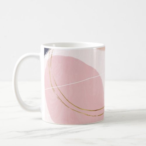 Modern Gold Strokes  Circles Minimal Pink Design Coffee Mug