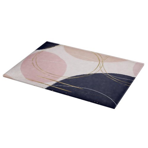 Modern Gold Strokes  Circles Minimal Pink Design Cutting Board