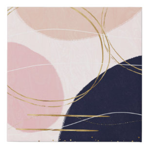 Modern Gold Strokes & Circles Minimal Pink Design Faux Canvas Print