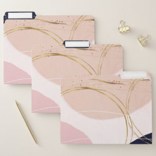 Modern Gold Strokes & Circles Minimal Pink Design File Folder