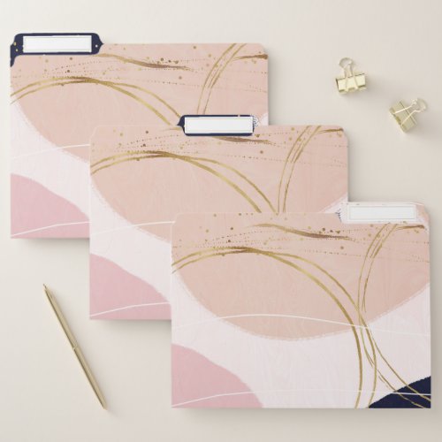 Modern Gold Strokes  Circles Minimal Pink Design File Folder