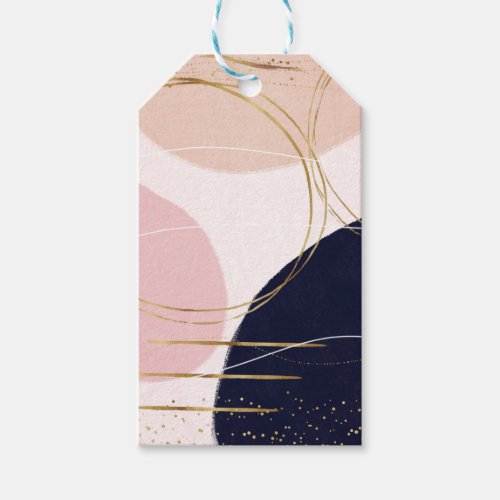 Modern Gold Strokes  Circles Minimal Pink Design Gift Tags