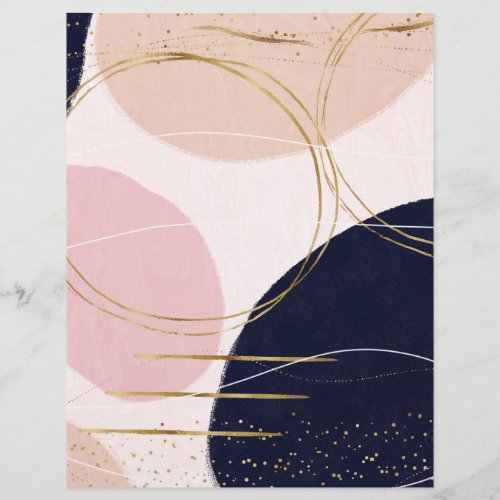 Modern Gold Strokes  Circles Minimal Pink Design Letterhead