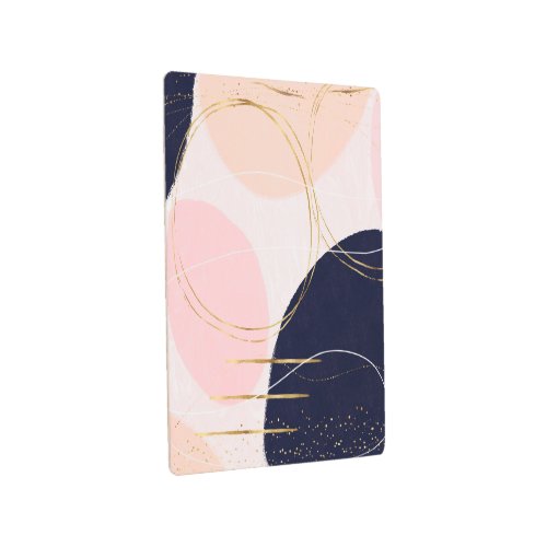 Modern Gold Strokes  Circles Minimal Pink Design Metal Print