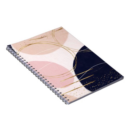 Modern Gold Strokes  Circles Minimal Pink Design Notebook
