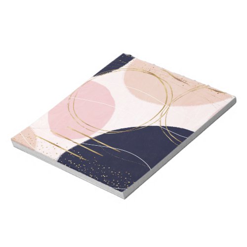 Modern Gold Strokes  Circles Minimal Pink Design Notepad
