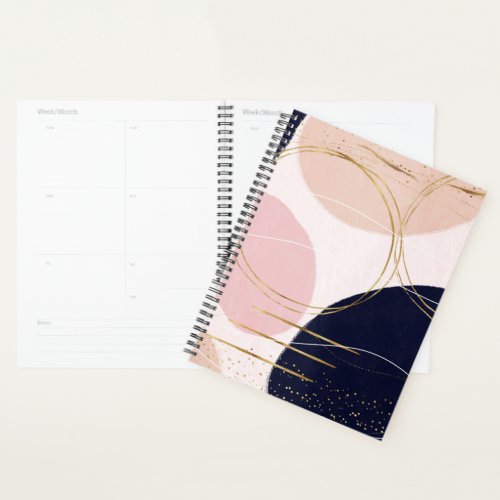 Modern Gold Strokes  Circles Minimal Pink Design Planner
