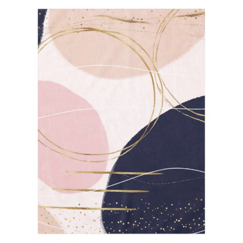 Modern Gold Strokes  Circles Minimal Pink Design Tablecloth