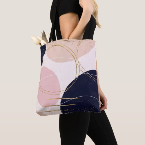 Modern Gold Strokes  Circles Minimal Pink Design Tote Bag