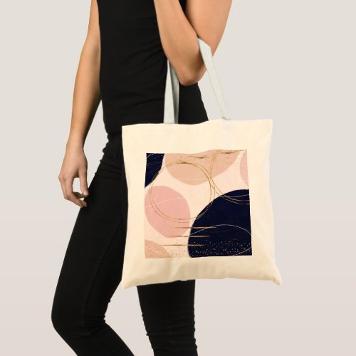 Modern Gold Strokes  Circles Minimal Pink Design Tote Bag