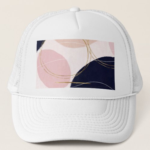 Modern Gold Strokes  Circles Minimal Pink Design Trucker Hat